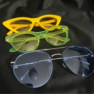 Bundle of multicolor sunglasses with colored lenses